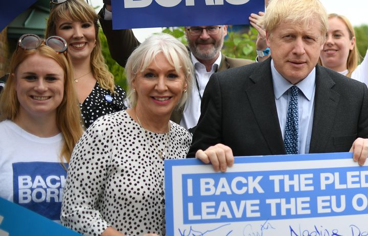 Health minister Nadine Dorries (left) with Boris Johnson