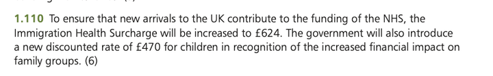 Budget documents confirmed the immigration health surcharge.