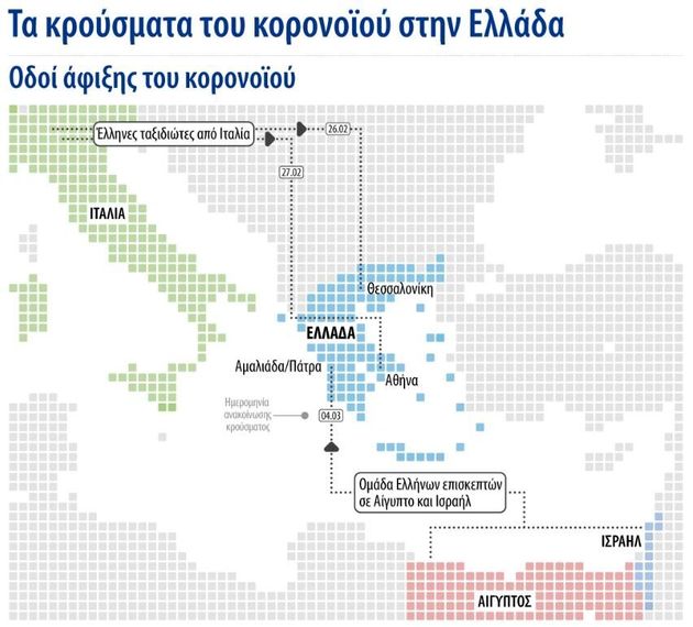 Infographic: Ο χάρτης και το ιστορικό των κρουσμάτων κορονοϊού στην