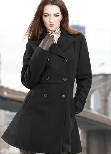Anne Klein Coat, Double-Breasted Empire-Waist Wool-Blend, $149