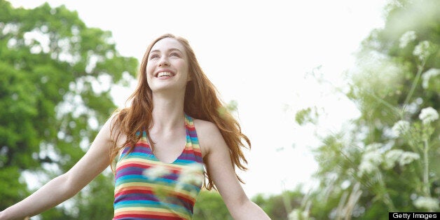 Woman in countryside.