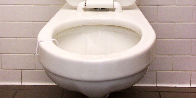 a view of a toilet in a public...