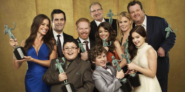 (EXCLUSIVE, Premium Rates Apply) (Exclusive Coverage) The cast of 'Modern Family' pose for a portrait at the TNT/TBS broadcast of the 17th Annual Screen Actors Guild Awards held at The Shrine Auditorium on January 30, 2011 in Los Angeles, California. 20823_002_254_R.jpg *** Local Caption ***