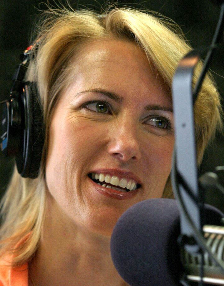 Photos of Laura Ingraham in her studio after the Laura Ingraham Show, as she talks with her producers who are off camera. (Photo by Rich Lipski/The Washington Post/Getty Images)
