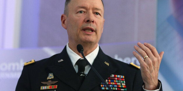 WASHINGTON, DC - OCTOBER 30: U.S. Army Gen. Keith Alexander, director of the National Security Agency and commander of U.S. Cyber Command, speaks during a conference at the Ronald Reagan Building, October 30,2013 in Washington, DC. General Alexander spoke about Cybersecurity at a conference hosted by Bloomberg Government. (Photo by Mark Wilson/Getty Images)