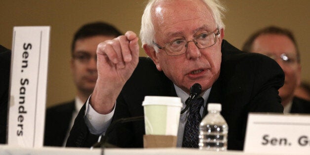 WASHINGTON, DC - NOVEMBER 13: U.S. Sen. Bernie Sanders (ID-VT) speaks during a Conference on the FY2014 Budget Resolution meeting November 13, 2013 on Capitol Hill in Washington, DC. Congressional Budget Office Director Doug Elmendorf briefed the conferees on CBO's budget and economic outlook. (Photo by Alex Wong/Getty Images)