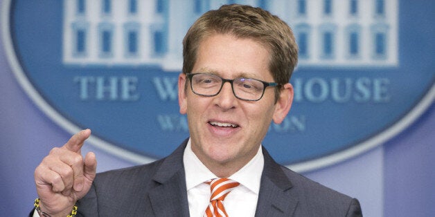 WASHINGTON, DC - DECEMBER 12: White House Press Secretary Jay Carney conducts his daily press briefing in the Brady Press Briefing Room of the White House on December 12, 2013 in Washington, D.C. Carney took questions about access for still photographers in the wake of the op-ed piece in the New York Times by Santiago Lyon, Vice President and Director of Photography at The Associated Press. (Photo by Ron Sachs-Pool/Getty Images)