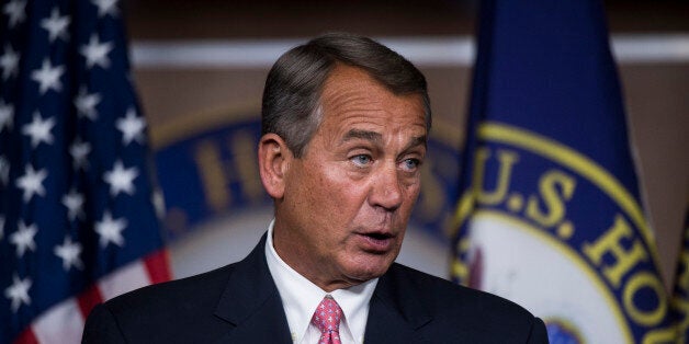 UNITED STATES - FEBRUARY 27: Speaker of the House John Boehner, R-Ohio, holds his weekly press briefing on Thursday, Feb. 27, 2014. (Photo By Bill Clark/CQ Roll Call)