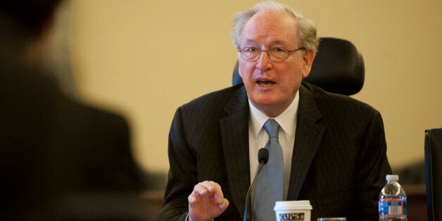 UNITED STATES - April 16 : Sen. Jay Rockefeller, D-W.Va. during a pen-and-pad briefing to introduce and discuss a bill that would 'responsibly reduce the deficit without taking benefits away from Medicare beneficiaries, protect seniors' health care, and use less taxpayer dollars.'on April 16, 2013. (Photo By Douglas Graham/CQ Roll Call)