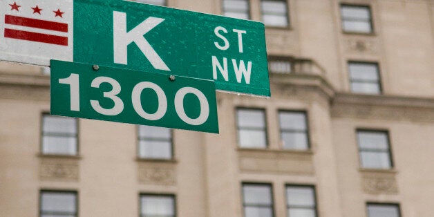 UNITED STATES - FEBRUARY 14: A thin coat of ice covers a K Street sign in Washington on Feb. 14, 2007. (Photo By Bill Clark/Roll Call/Getty Images)