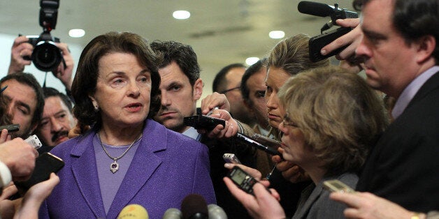 WASHINGTON, DC - NOVEMBER 16: U.S. Select Committee on Intelligence chairwoman Sen. Dianne Feinstein (D-CA) speaks to members of the media after a hearing on the Benghazi attack November 16, 2012 on Capitol Hill in Washington, DC. Former Central Intelligence Agency (CIA) Director David Petraeus testified before the committee about the September 11 attacks on the American diplomatic compound in Benghazi, Libya, that killed Ambassador Christopher Stevens and three other Americans. (Photo by Alex Wong/Getty Images)