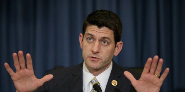 WASHINGTON, DC - FEBRUARY 05: House Budget Committee Chairman Paul Ryan (R-WI) questions Congressional Budget Office Director Douglas Elmendorf during a hearing in the Cannon House Office Building on Capitol Hill February 5, 2014 in Washington, DC. Committee members questioned Elmendorf about the latest projections by the CBO, which says the Affordable Care Act, or Obamacare, will affect supply and demand for labor, leading to a net reduction of about 2.5 million full-time jobs by 2024. (Photo by Chip Somodevilla/Getty Images)