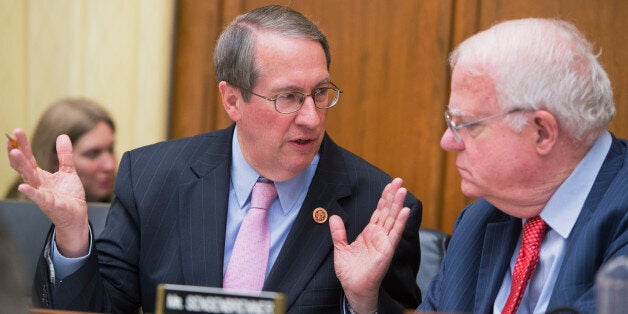 UNITED STATES - JUNE 27: Chairman Bob Goodlatte, R-Va., left, and Rep. Jim Sensenbrenner, R-Wisc., confer before a House Judiciary Committee mark up in Rayburn on the 'Legal Workforce Act' and the 'Supplying Knowledge-based Immigrants and Lifting Levels of STEM Visas Act.' (Photo By Tom Williams/CQ Roll Call)