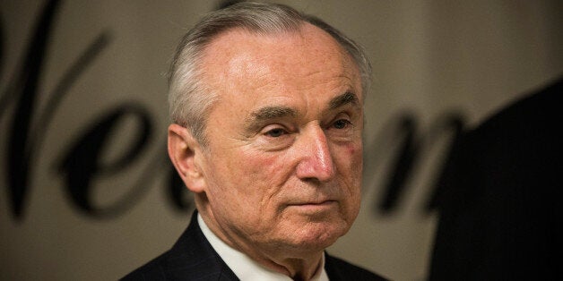 NEW YORK, NY - FEBRUARY 27: New York Police Department (NYPD) Commissioner Bill Bratton speaks to NYPD officers of the 25th