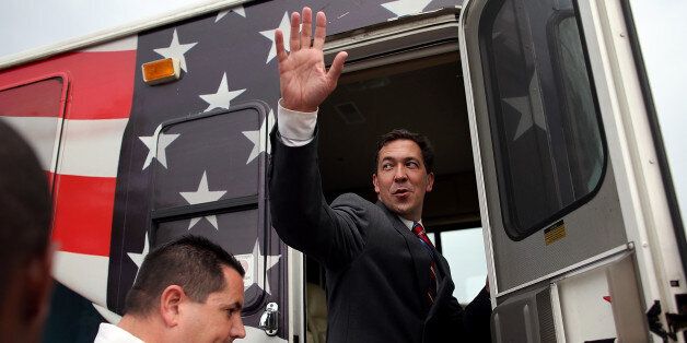 FLOWOOD, MS - JUNE 23: Republican candidate for U.S. Senate, Mississippi State Sen. Chris McDaniel waves as he gets on his campaign bus after a campaign rally on June 23, 2014 in Flowood, Mississippi. With one day to go before the Mississippi senate runoff election, Tea Party-backed Republican candidate for U.S. Senate, Mississippi State Sen Chris McDaniel is campaigning througout the state as he battles against incumbent U.S. Sen Thad Cochran (R-MS) in a tight race. (Photo by Justin Sullivan/Getty Images)