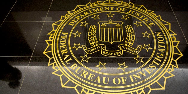 The seal of the Federal Bureau of Investigation is seen on the floor at the FBI's Washington field office in Washington, D.C.