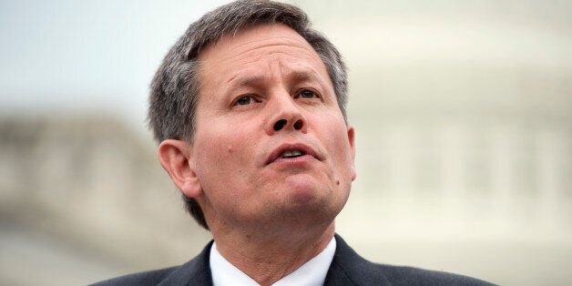 UNITED STATES - JUNE 18: Rep. Steve Daines, R-Mont., speaks at a news conference at the House Triangle to oppose the Marketplace Fairness Act, also called the internet tax, which would require online retailers to collect a sales tax at the time of a purchase. (Photo By Tom Williams/CQ Roll Call)