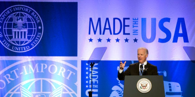 Vice President Joe Biden speaks at the 2013 Annual Conference of the Export-Import Bank in Washington, Friday, April 5, 2013. (AP Photo/Manuel Balce Ceneta)