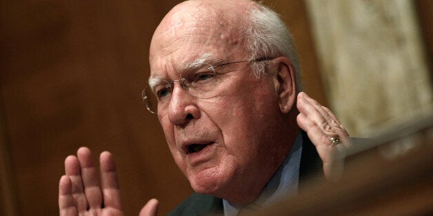 WASHINGTON, DC - APRIL 08: Committee chairman Sen. Patrick Leahy (D-VT) questions Rajiv Shah, Administrator of the U.S. Agency for International Development (USAID), during a hearing by a subcommittee of the Senate Appropriations Committee April 8, 2014 in Washington, DC. Shah was questioned on the agency's secret 'Cuban Twitter' initiative and the fiscal year 2015 budget request for USAID. (Photo by Win McNamee/Getty Images)