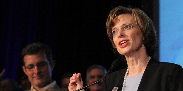 FILE - This May 20, 2014, file photo shows Democratic candidate for U.S. Senate, Michelle Nunn in Atlanta as she speaks to her supporters after her primary win was announced at an election-night watch party. Minutes after David Perdue won his Republican Senate primary in Georgia, a grainy image of Nunn was on Atlanta TV as a faceless voice slammed her as a rubber stamp for President Barack Obama. In turn, Democrats portray Perdue as a greedy executive who laid off workers. Itâs all a clear indicator of what the next three months hold for a first-time Democratic candidate who may be the party's only hope for picking off a GOP-held Senate seat in November. (AP Photos/Akili-Casundria Ramsess, File)