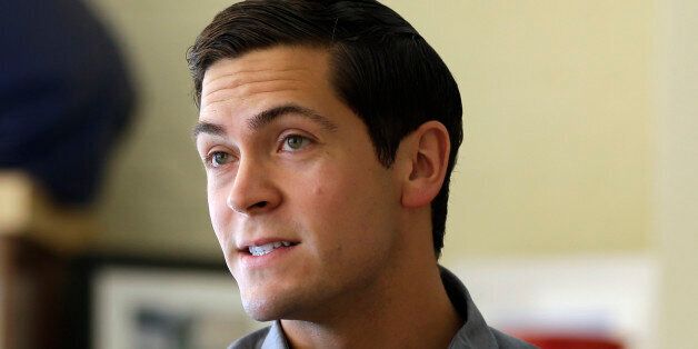 Democratic candidate for Congress Sean Eldridge speaks during a meeting at a Planned Parenthood health center on Thursday, April 24, 2014, in Kingston, N.Y. Eldridge, who is married to Facebook co-founder Chris Hughes, has been spreading venture capital around the district for months. He is expected to tap into his wealth as he takes on two-term Republican Rep. Chris Gibson. (AP Photo/Mike Groll)