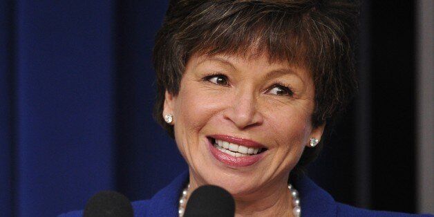 White House advisor Valerie Jarrett speaks following a screening of The Trip to Bountiful, a TV version of the Tony award-nominated Broadway revival of Horton Footes play on February 24, 2014 in the South Court Auditorium of the Eisenhower Executive Office Building, next to the White House in Washington. AFP PHOTO/Mandel NGAN (Photo credit should read MANDEL NGAN/AFP/Getty Images)