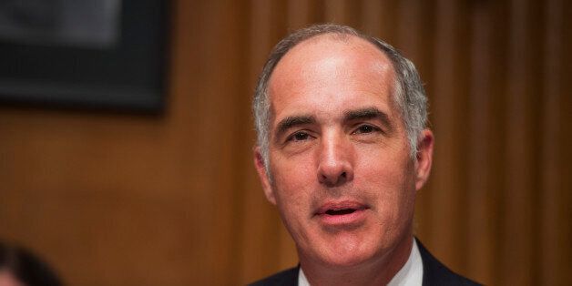 UNITED STATES - JULY 24: Sen. Bob Casey, D-Pa., makes a statement during Joint Economic Committee hearing in Dirksen Building on fixing the nation's deteriorating infrastructure. (Photo By Tom Williams/CQ Roll Call)