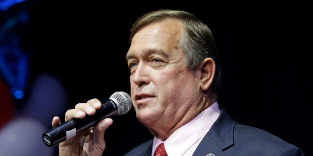 Cresent Hardy, GOP candidate for the 4th Congressional District, speaks at a GOP victory party Tuesday, Nov. 4, 2014, in Las Vegas. (AP Photo/John Locher)