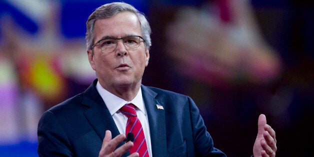 Jeb Bush, former governor of Florida, speaks during an interview at the Conservative Political Action Conference (CPAC) in National Harbor, Maryland, U.S., on Friday, Feb. 27, 2015. The 42nd annual CPAC, which runs until Feb. 28, features most of the potential Republican candidates for president, from Ben Carson and Carly Fiorina to Jeb Bush and Scott Walker. Photographer: Andrew Harrer/Bloomberg via Getty Images 