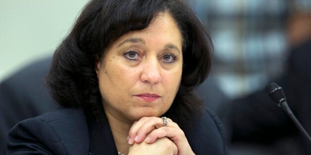 FILE - In this April 12, 2013 file photo, Drug Enforcement Administration (DEA) Administrator Michelle Leonhart listens while