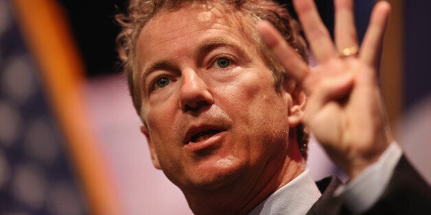 WAUKEE, IA - APRIL 25: Senator Rand Paul (R-KY) speaks to guests gathered at the Point of Grace Church for the Iowa Faith an