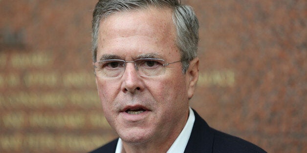 MIAMI, FL - JUNE 05: Former Florida Governor Jeb Bush and possible Republican presidential candidate speaks to the media after presenting awards to the 2015 Arts for Life! scholarship winners at the Adrienne Arsht Center for the Performing Arts in Miami-Dade County on June 5, 2015 in Miami, Florida. Gov. Jeb Bush is expected to announce his plans to formally begin a run for the Republican presidential nomination on June 15th in Miami, Florida. (Photo by Joe Raedle/Getty Images)