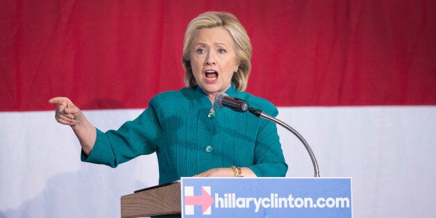 DES MOINES, IA - JUNE 14: Former Secretary of State Hillary Clinton speaks to supporters during a campaign event at the the Elwell Family food Center at the Iowa State Fairgrounds on June 14, 2015 in Des Moines, Iowa. Clinton officially kicked off her 2016 bid for the White House yesterday during an event on New Yorks Roosevelt Island. (Photo by Scott Olson/Getty Images)