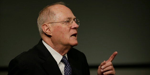 Supreme Court Justice Anthony Kennedy speaks to faculty members at the University of Pennsylvania law school, Thursday, Oct.