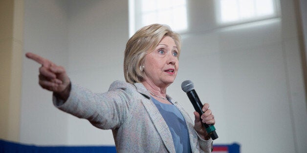 AMES, IA - JULY 26: Democratic presidential hopeful and former Secretary of State Hillary Clinton speaks to guests gathered