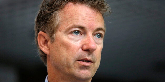 Republican presidential candidate, Sen. Rand Paul, R-Ky. speaks to a group of business leaders, Monday, May 11, 2015, in Manchester, N.H. (AP Photo/Jim Cole)