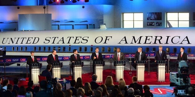 Republican presidential hopefuls (L-R), Kentucky Sen. Rand Paul, former Arkansas Gov. Mike Huckabee, Florida Sen. Marco Rubio