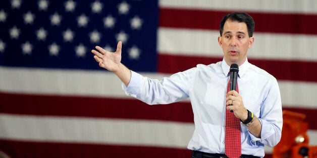 Republican presidential candidate Wisconsin Gov. Scott Walker speaks during a town hall meeting Monday, Sept. 14, 2015, in Las Vegas. (AP Photo/Isaac Brekken)