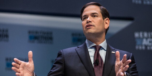 GREENVILLE, SC - SEPTEMBER 18: Sen. Marco Rubio speaks to voters at the Heritage Action Presidential Candidate Forum September 18, 2015 in Greenville, South Carolina. Eleven republican candidates each had twenty five minutes to talk to voters Friday at the Bons Secours Wellness arena in the upstate of South Carolina. (Photo by Sean Rayford/Getty Images)