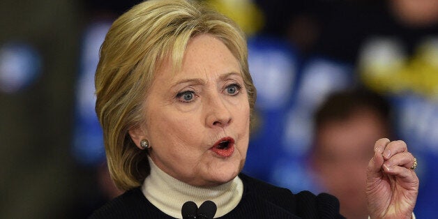 Democratic presidential hopeful Hillary Clinton speaks at her primary night party February 9, 2016 at Southern New Hampshire University in Hooksett, New Hampshire.Clinton, who suffered a deflating if expected defeat to Bernie Sanders, put a brave face on the loss and admitted she had some work to do as the campaign moves south. / AFP / Don EMMERT (Photo credit should read DON EMMERT/AFP/Getty Images)