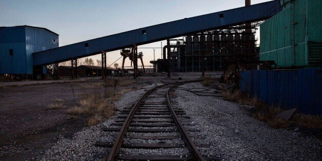 TANGSHAN, CHINA - JANUARY 26: A railway track is seen in the abandoned Qingquan Steel plant which closed in 2014 and became o