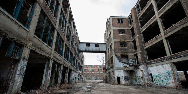 The abandoned Packard auto assembly plant stands in Detroit, Michigan, U.S., on Tuesday, April 21, 2015. Arte Express Detroit LLC Chief Executive Officer Fernando Palazuelo bought the Packard Plant in 2013 and is working to restore the site in hopes of bringing jobs and commerce to the neighborhood. Photographer: Bryan Mitchell/Bloomberg via Getty Images
