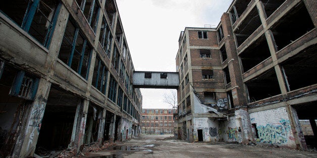 The abandoned Packard auto assembly plant stands in Detroit, Michigan, U.S., on Tuesday, April 21, 2015. Arte Express Detroit LLC Chief Executive Officer Fernando Palazuelo bought the Packard Plant in 2013 and is working to restore the site in hopes of bringing jobs and commerce to the neighborhood. Photographer: Bryan Mitchell/Bloomberg via Getty Images 