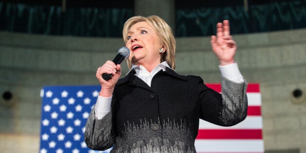 Democratic presidential candidate Hillary Clinton speaks during a rally in Detroit on March 7, 2016. / AFP / Geoff Robins (Photo credit should read GEOFF ROBINS/AFP/Getty Images)