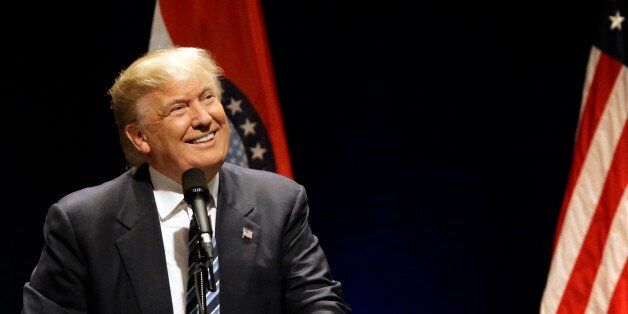 Republican presidential candidate Donald Trump speaks during a campaign rally Friday, March 11, 2016, in St. Louis. (AP Photo/Seth Perlman)