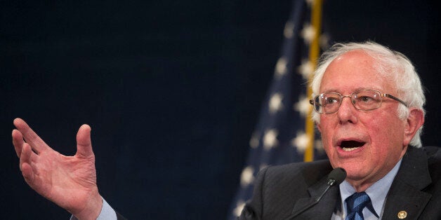 Democratic presidential candidate, Sen. Bernie Sanders, I-Vt. speaks at a news conference in Washington, Sunday, May 1, 2016. (AP Photo/Cliff Owen)