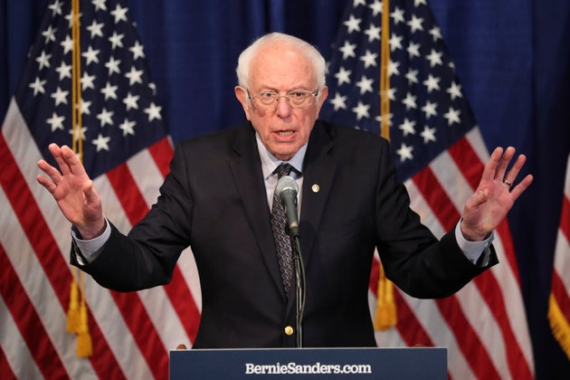 Democratic presidential candidate, Sen. Bernie Sanders, I-Vt., speaks to reporters on Wednesday, March 11, 2020, in Burlington, Vt. (AP Photo/Charles Krupa)