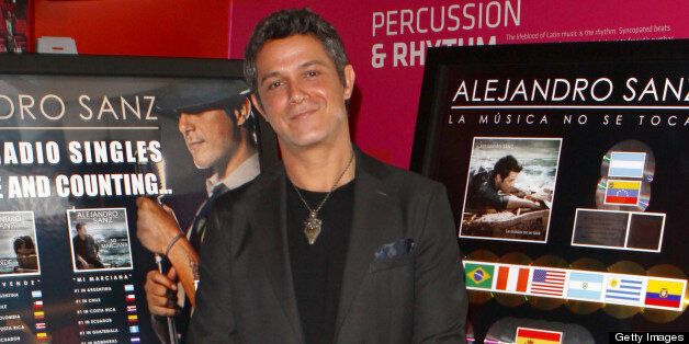 LOS ANGELES, CA - APRIL 30: Singer Alejandro Sanz donates guitar from 2002 Grammys and 9/11 Latin Grammys to Grammy Museum at The GRAMMY Museum on April 30, 2013 in Los Angeles, California. (Photo by JC Olivera/Getty Images)
