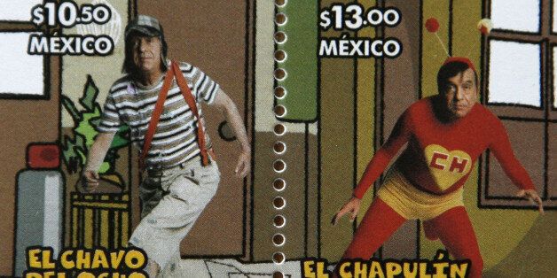 This Tuesday, Aug. 22, 2006 photo of two stamps in the newest series inaugurated by the Mexican Postal Service, SEPOMEX, entitled "Popular Idols of Mexican Television" shows Mexican comedian Roberto Gomez Bolanos impersonating his famous TV characters "El Chavo del Ocho", left, and "El Chapulin Colorado".(AP Photo/Dario Lopez-Mills)