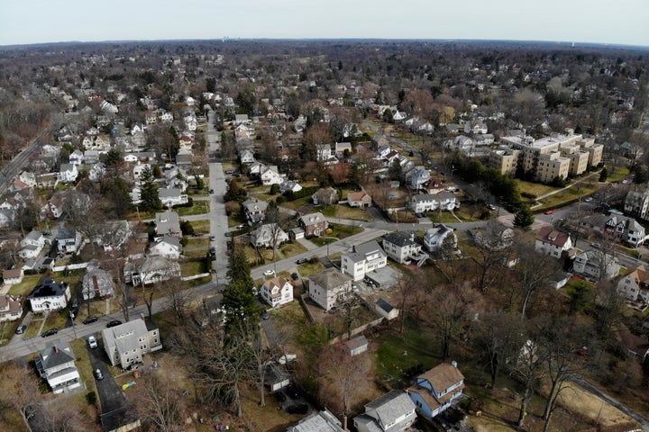 A suburban area that mostly falls within the containment area in New Rochelle, New York, on March 11, 2020.